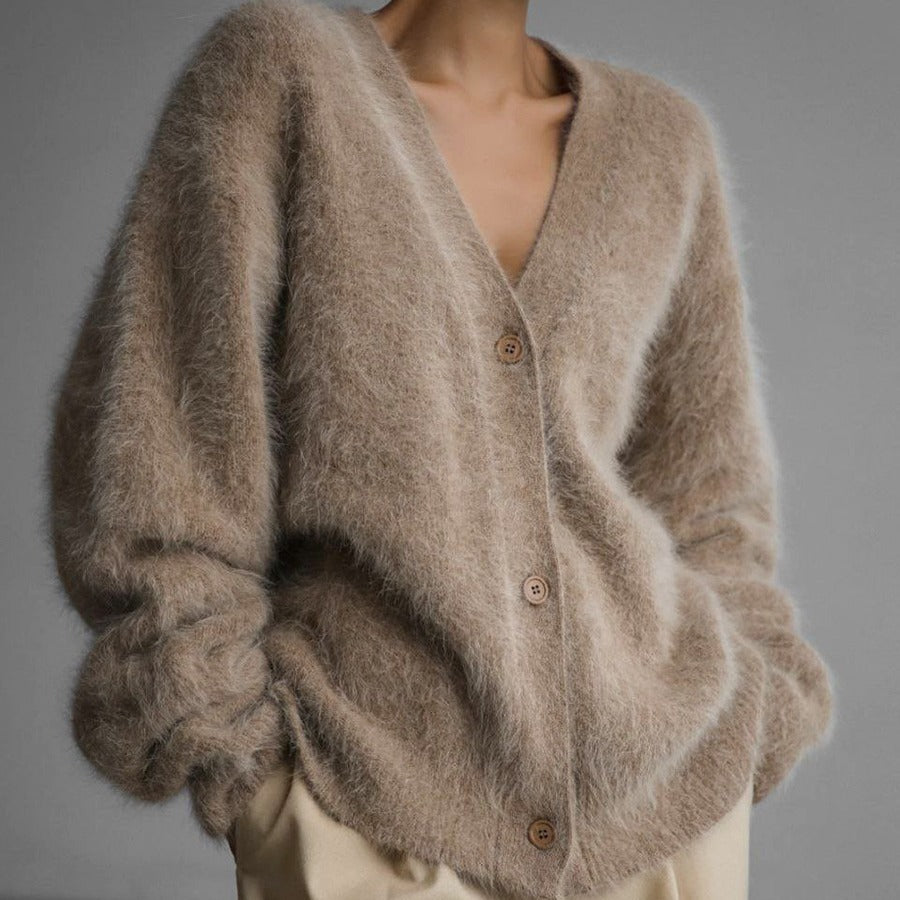 Strickjacke mit V-Ausschnitt und Knöpfen