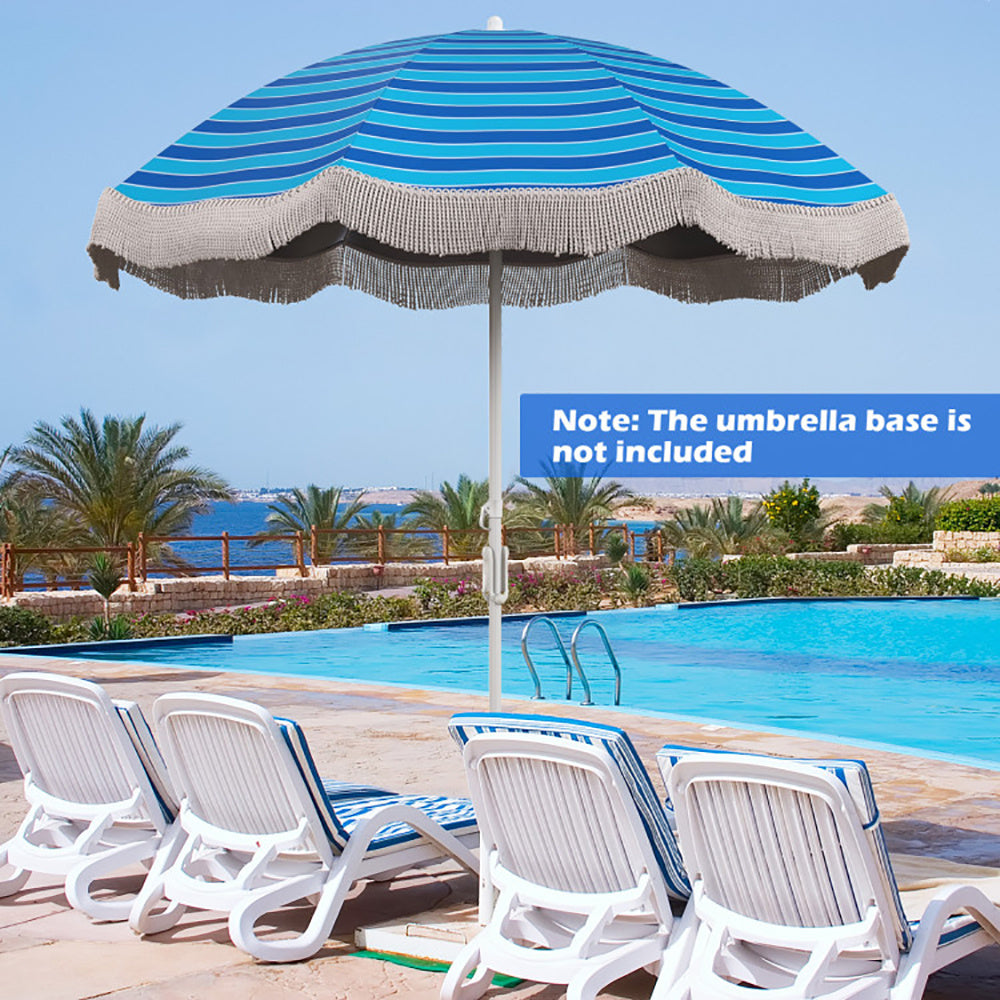6.5FT Fringe Beach Umbrella w/ Tilt