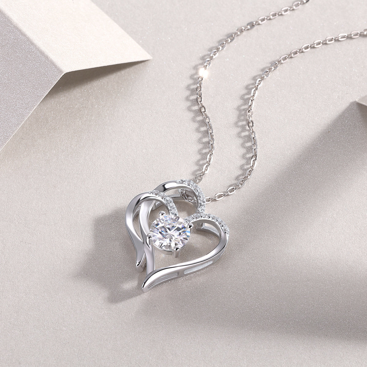 Herz-an-Herz-Diamant-Anhänger-Set