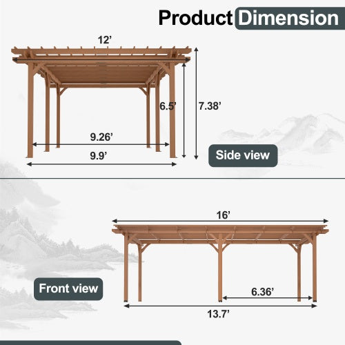 12x16 Holz-Traubenpergola für den Außenbereich