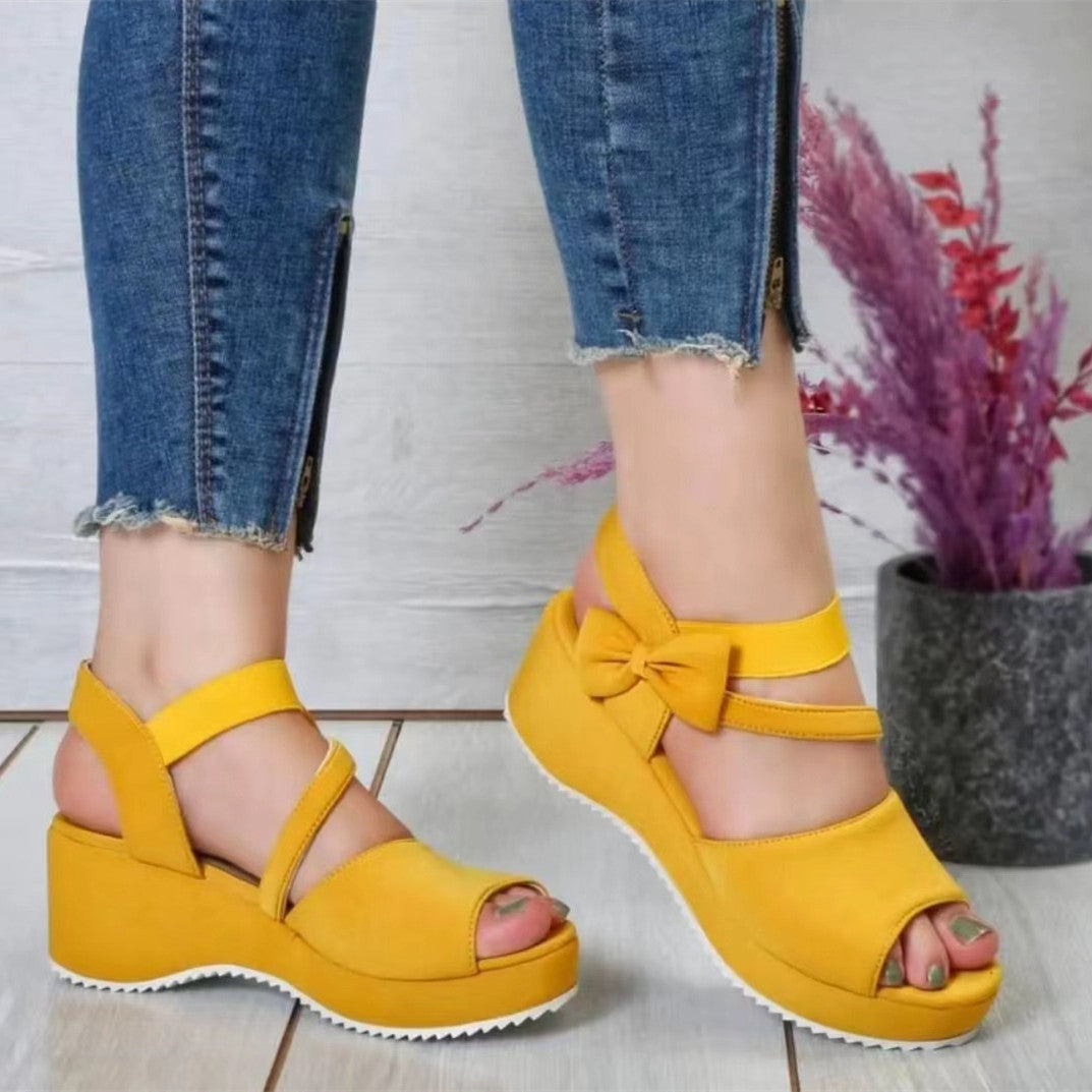 Plus Size Suede Peep Toe Wedge Sandals