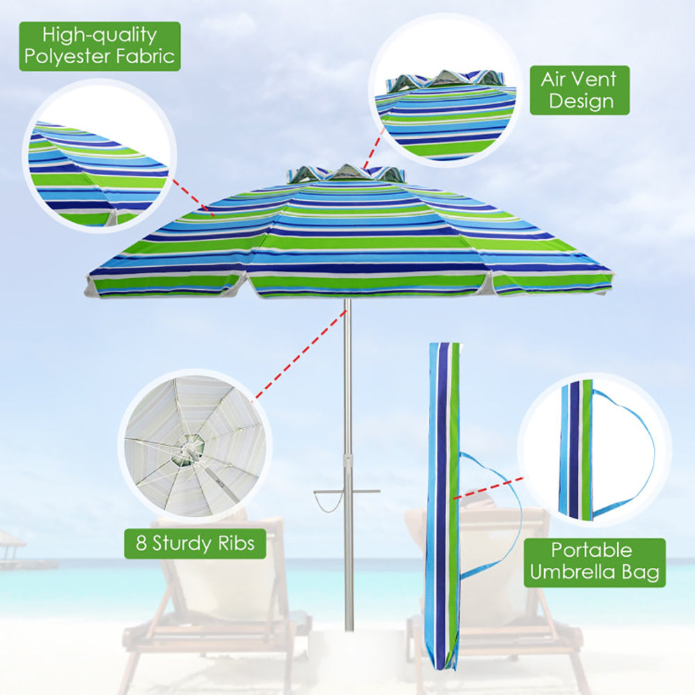 6.5ft Beach Umbrella w/ Carry Bag