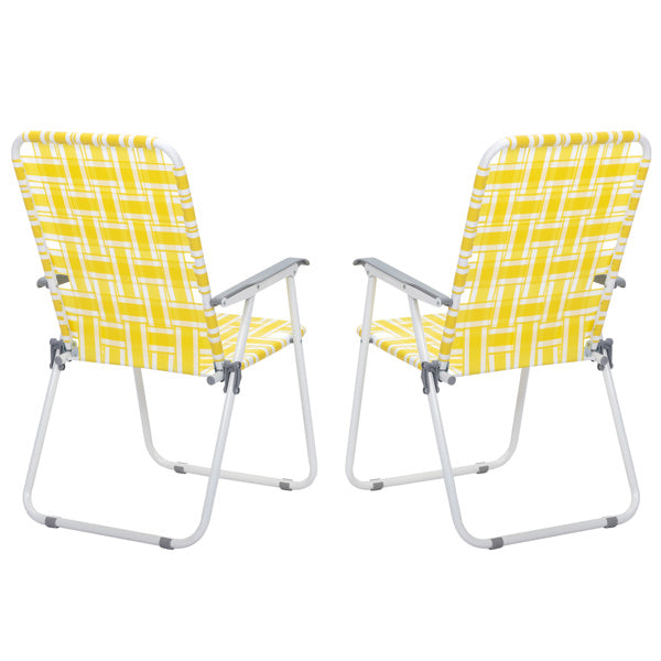 2pcs Yellow & White Striped Beach Chairs