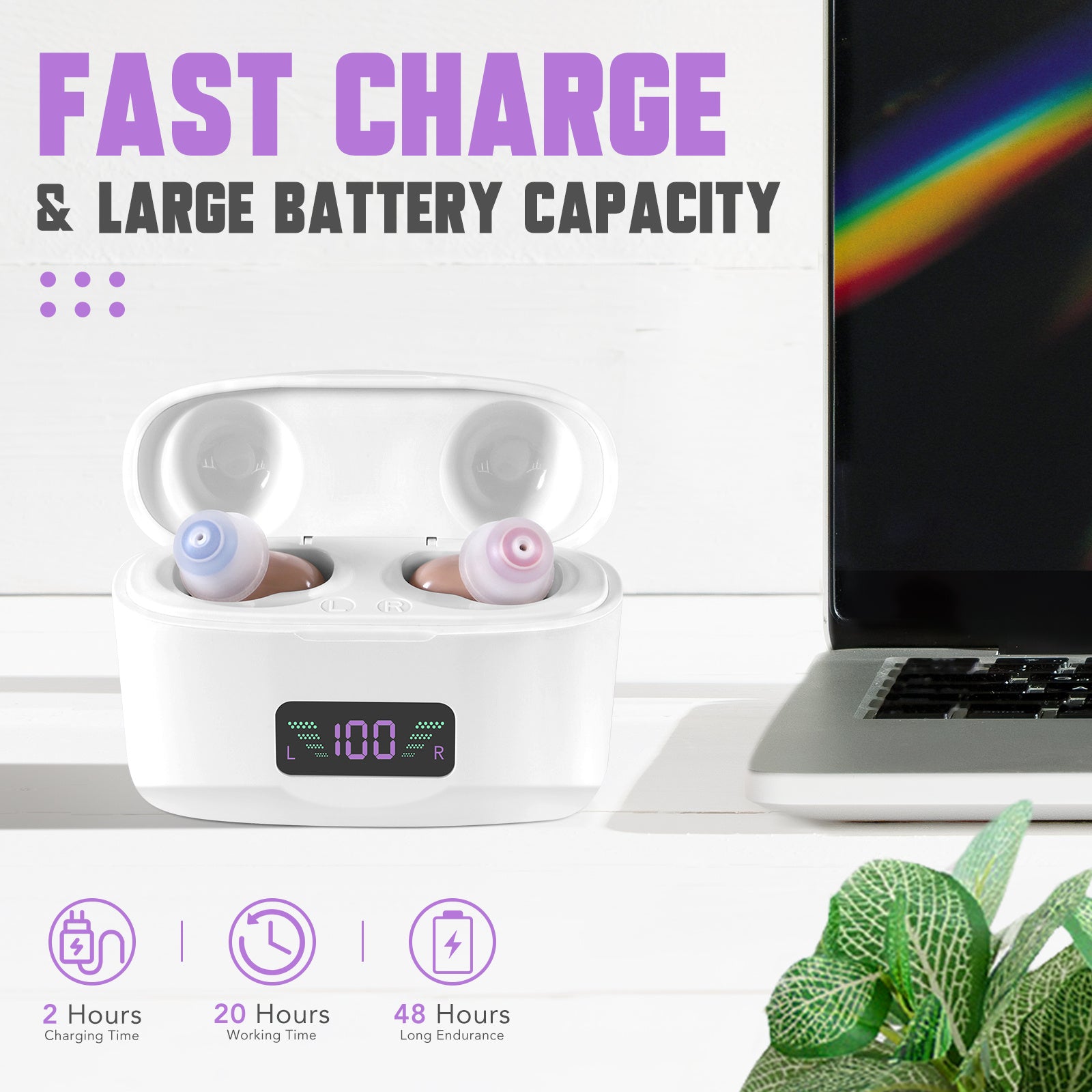 Portable Hearing Aids with Charging Case