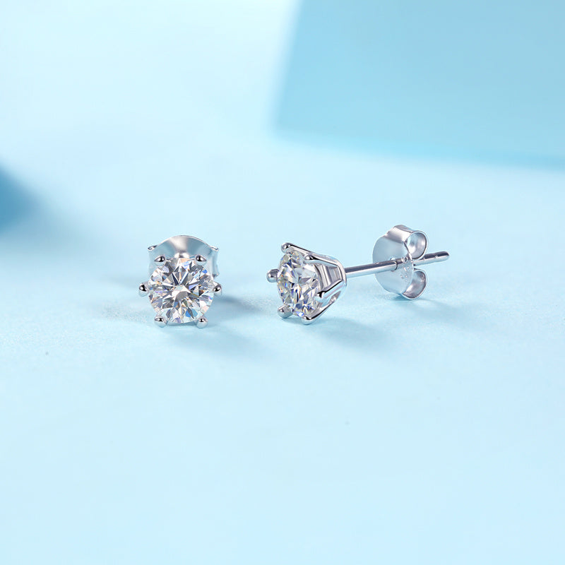 Classic Six-Prong Moissanite Earrings