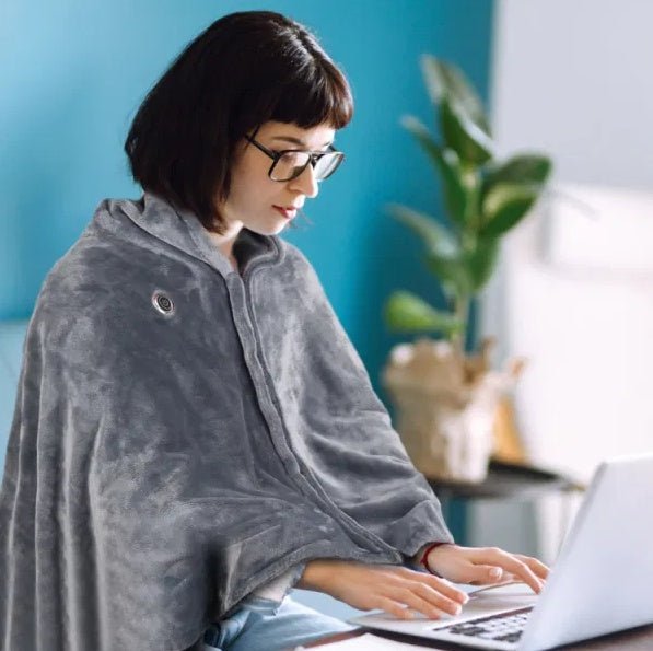 USB Heated Blanket Poncho Wrap 59x31 in