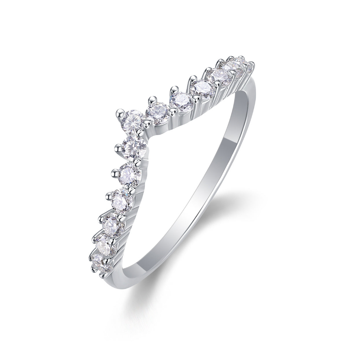 Crown Moissanite Silver Diamond Ring