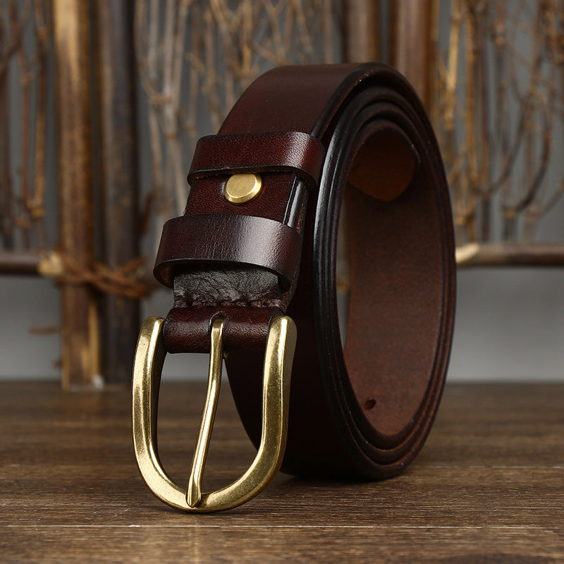 Retro-Gürtel mit Kupferschnalle für Herren, 3,3 cm