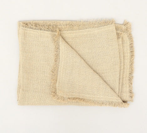 Stonewashed Linen Fringe Throw Blanket