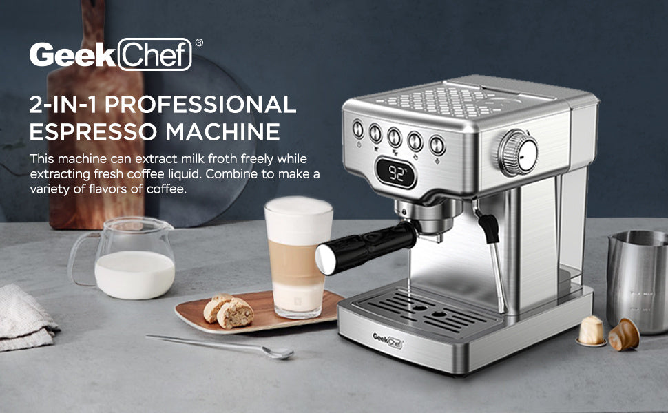 Geek Chef 20-Bar Espresso Machine & Frother