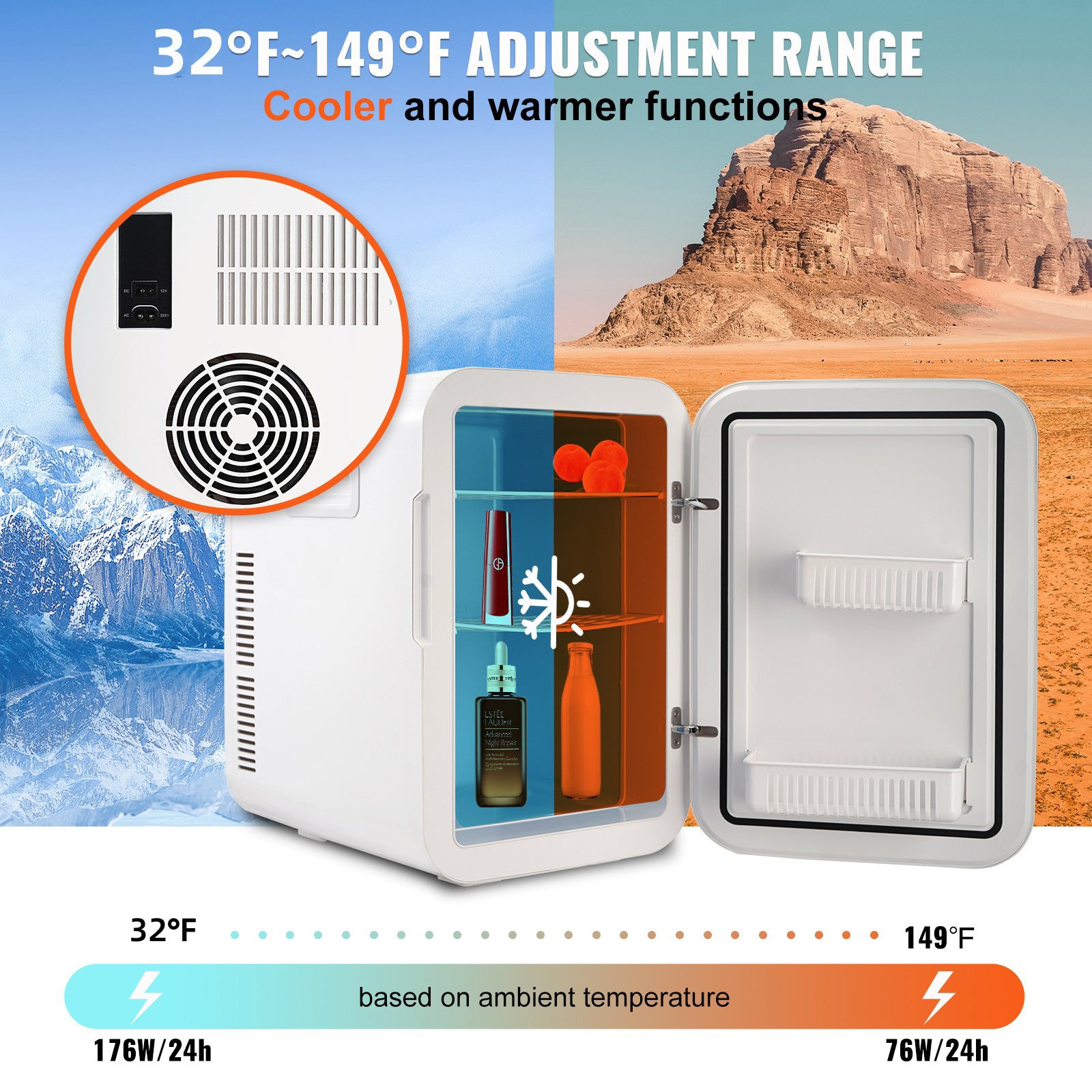 VEVOR 20L Skincare Mini Fridge White