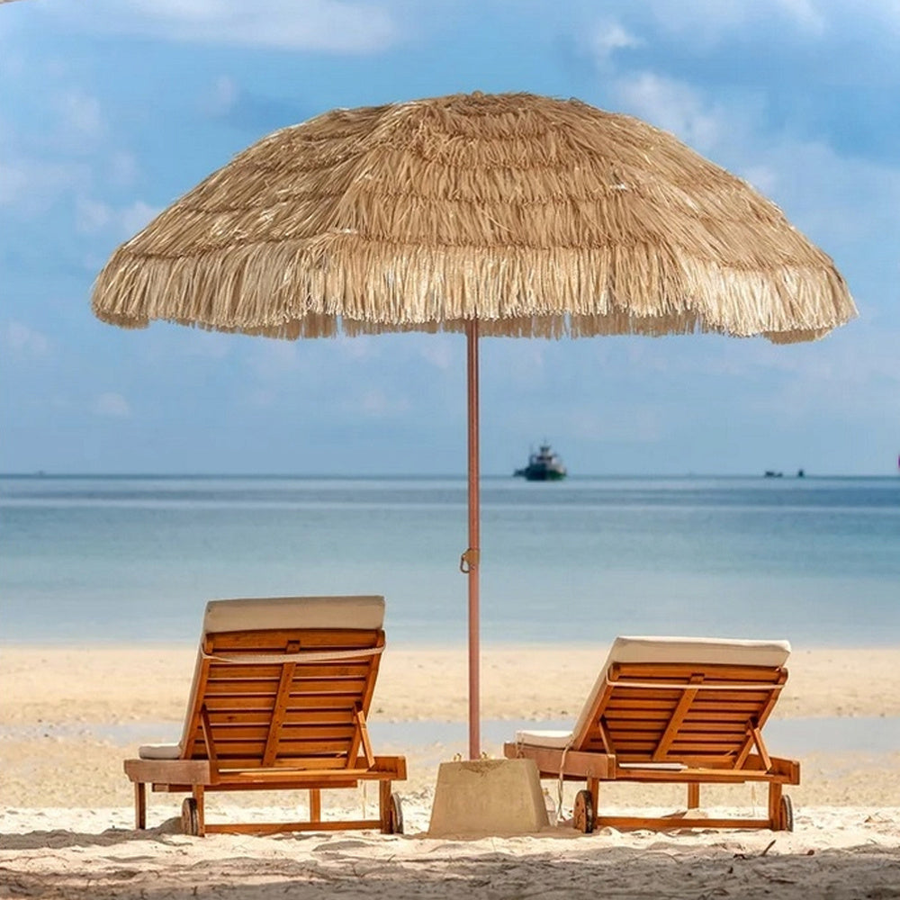 6,5 Fuß tragbarer, strohgedeckter Tiki-Strandschirm