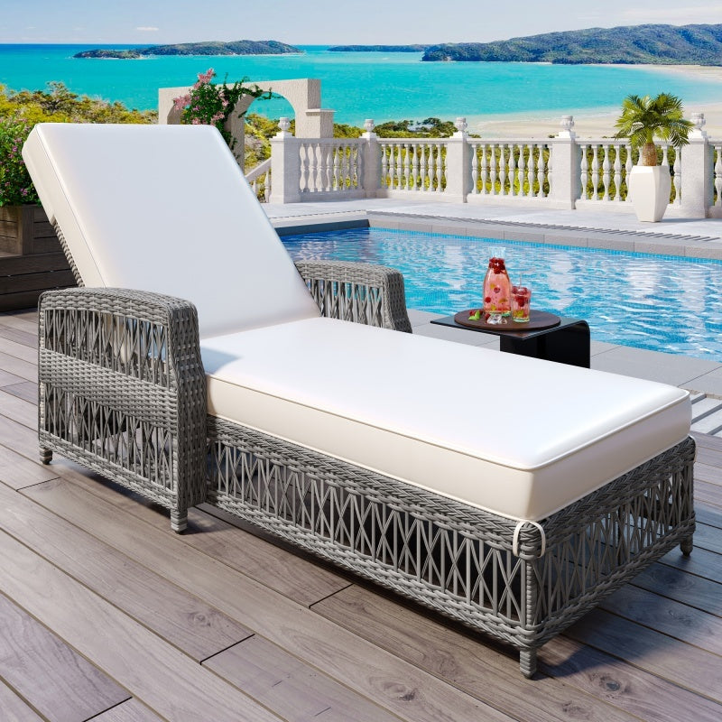 Outdoor Wicker Lounge Chair with Cushion