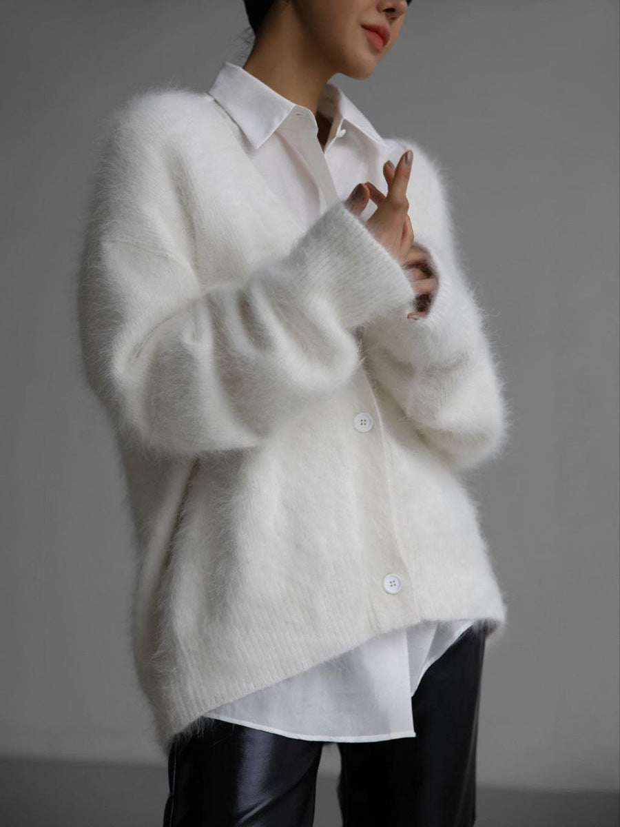 Strickjacke mit V-Ausschnitt und Knöpfen