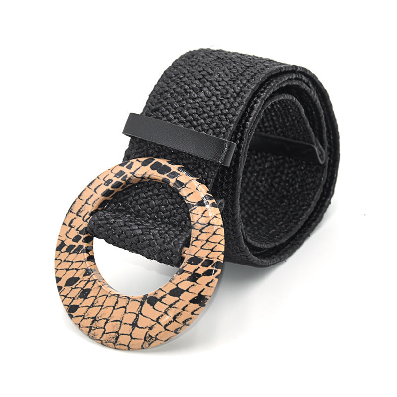 Ceinture large en coton et lin