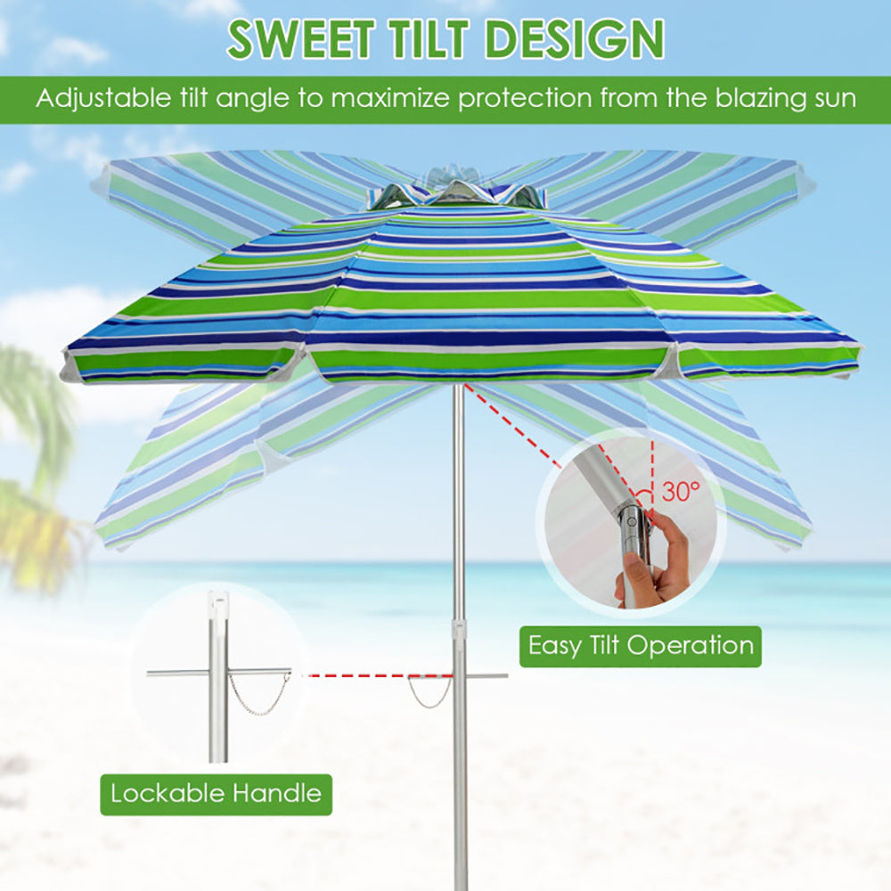 6.5ft Beach Umbrella w/ Carry Bag