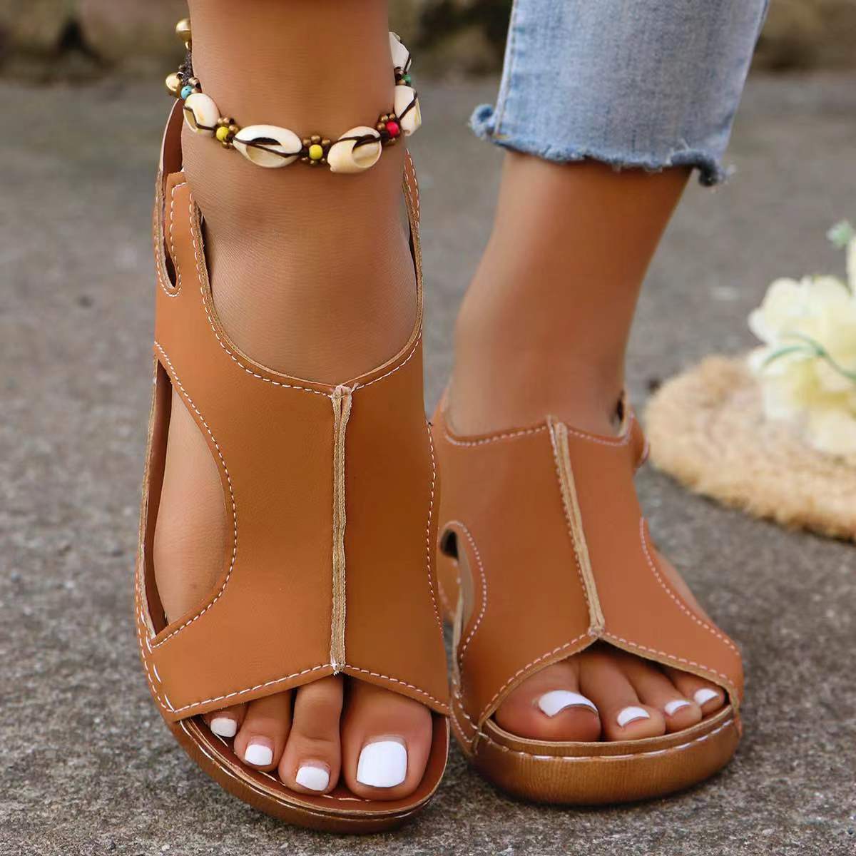 Elastic Band Summer Wedge Sandals
