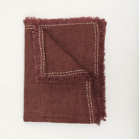 Stonewashed Linen Fringe Throw 52x68