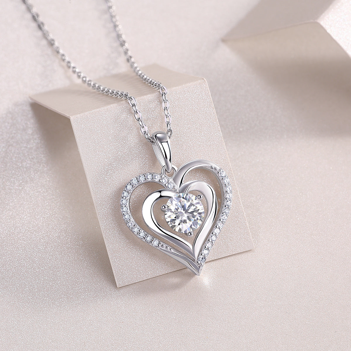 Herz-an-Herz-Diamant-Halsketten-Set