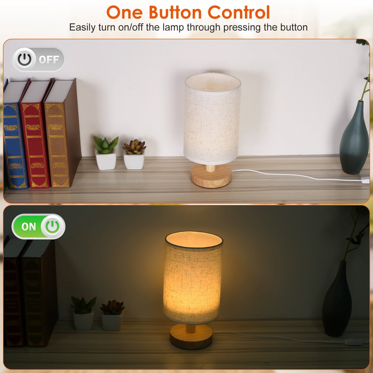 Warm White Bedside Lamp USB Plug
