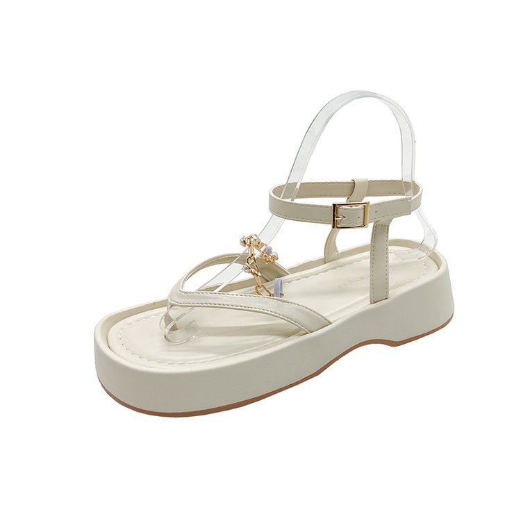 Zehenlose Sandalen mit Perlenkette im Vintage-Stil