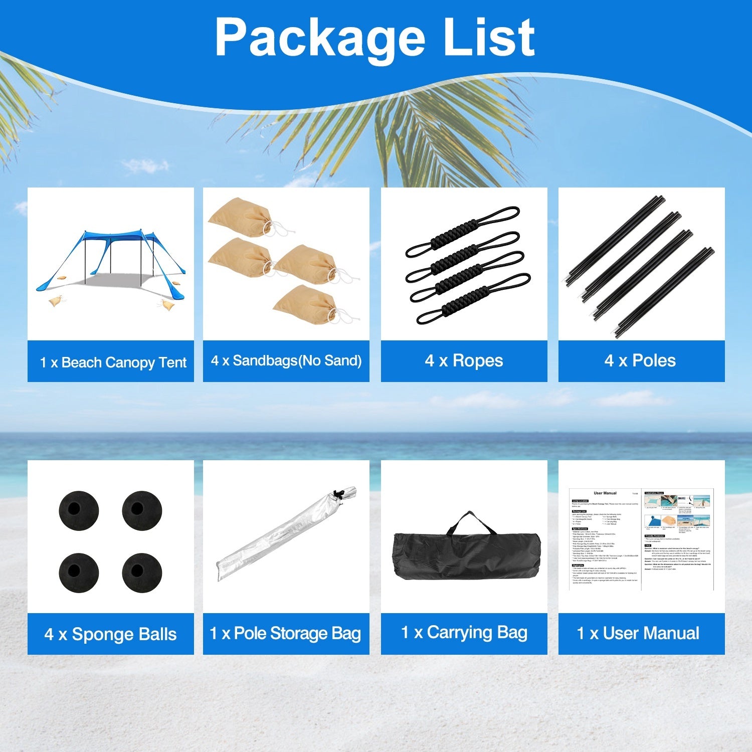 5–8 Person Beach Tent Canopy 10x10ft