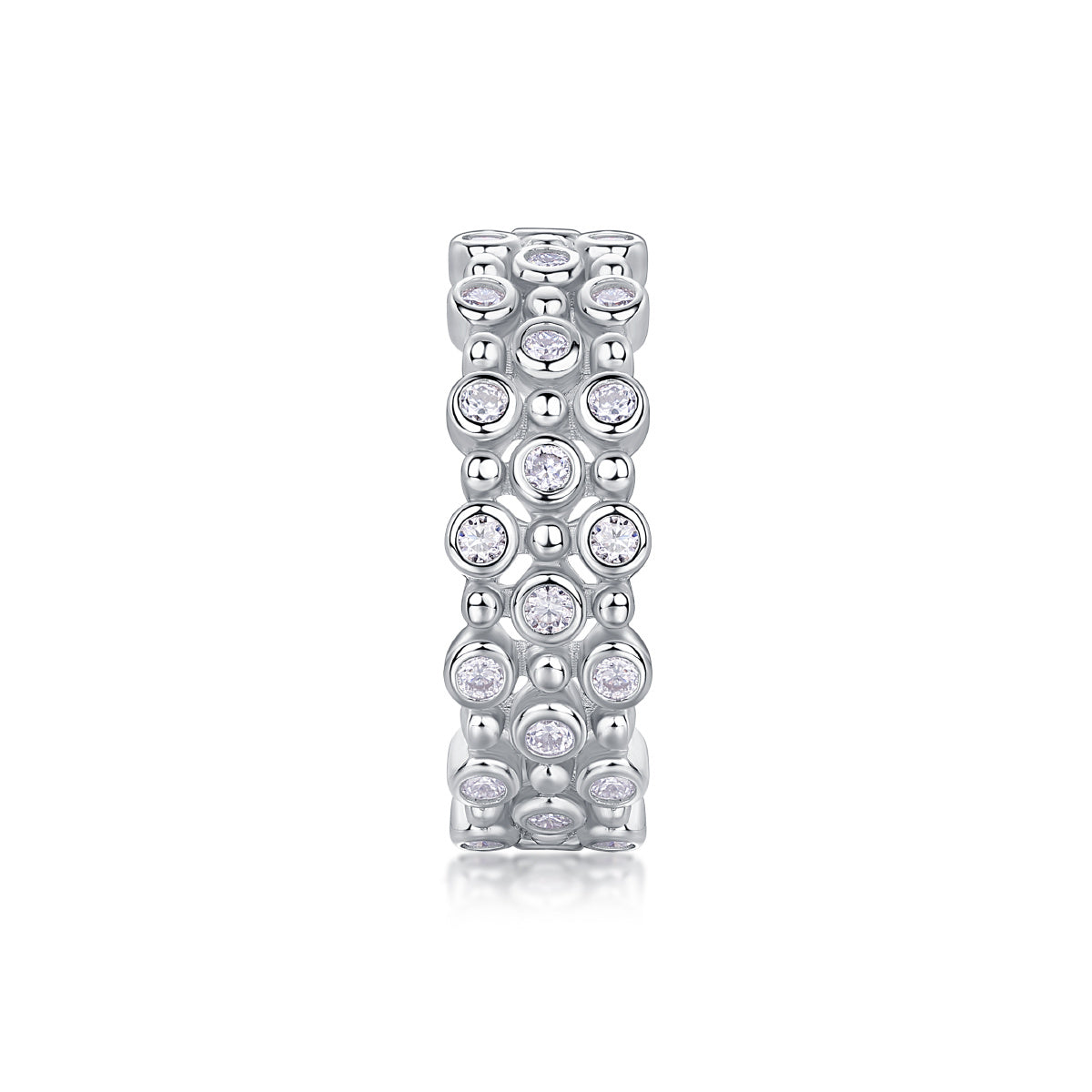 Multi-Row Moissanite Silver Ring