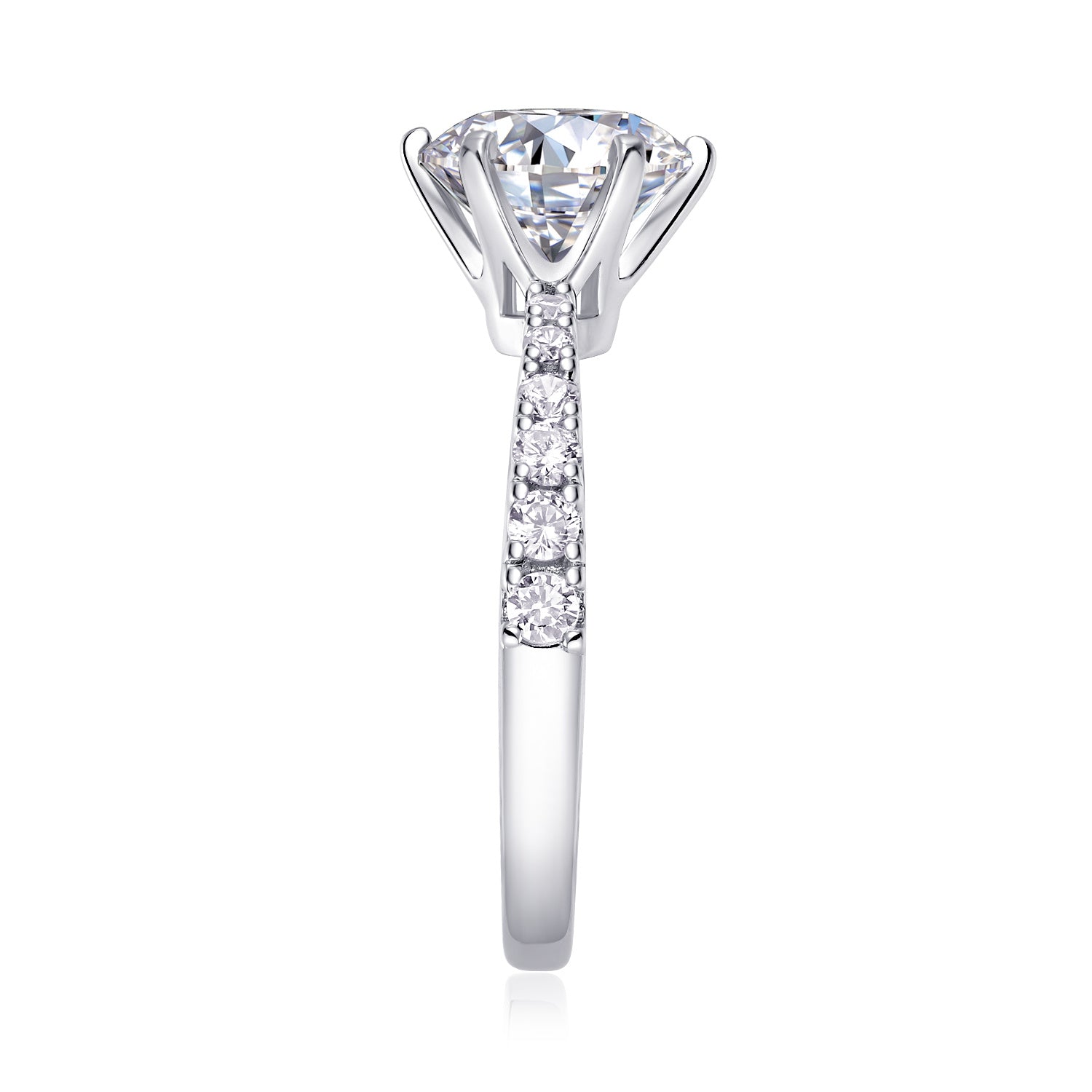 Large Moissanite Silver Diamond Ring
