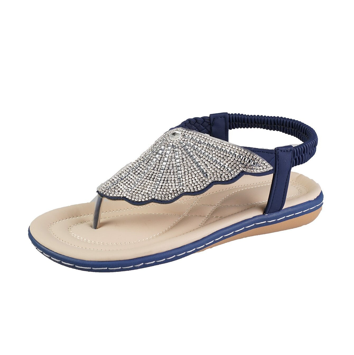 Flip-Flops mit niedrigem Absatz und Strass-Muschel