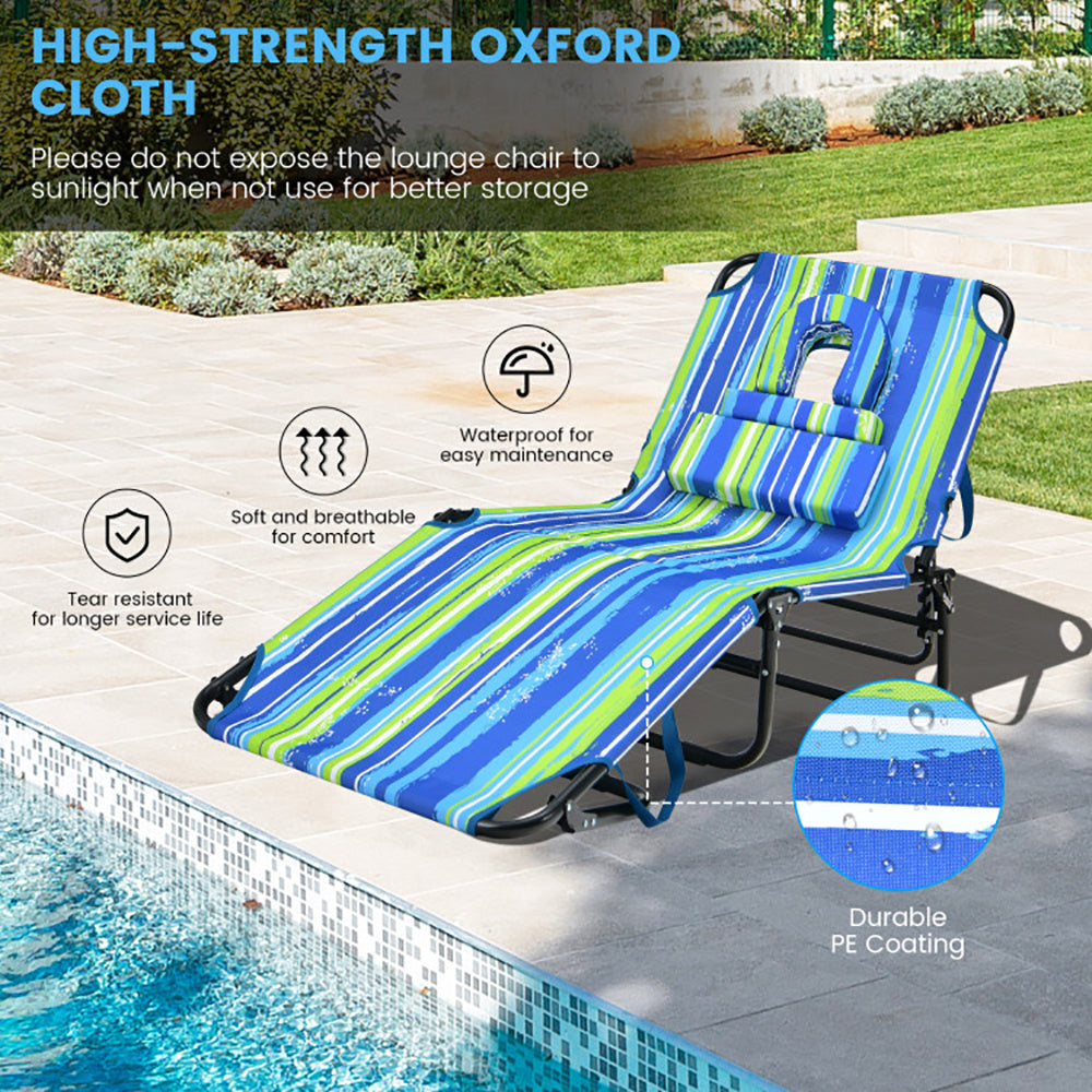 Beach Chaise Lounge Chair w/ Face Hole