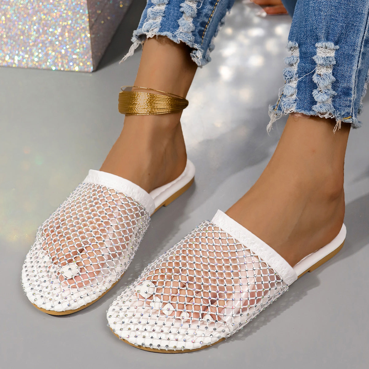 Transparente Strass Hohl Sandalen Damen