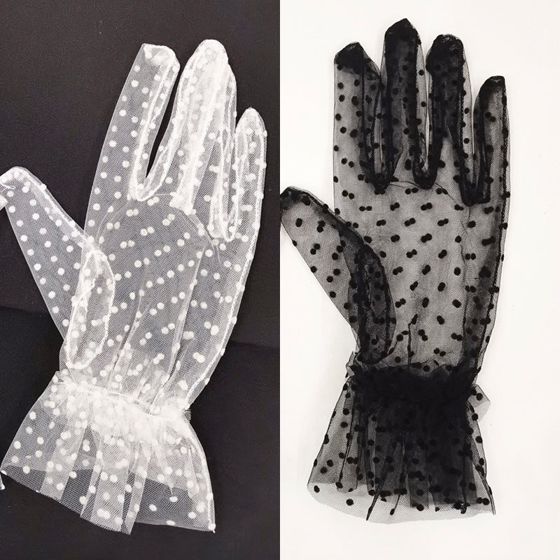 White Mesh Wedding & Evening Gloves
