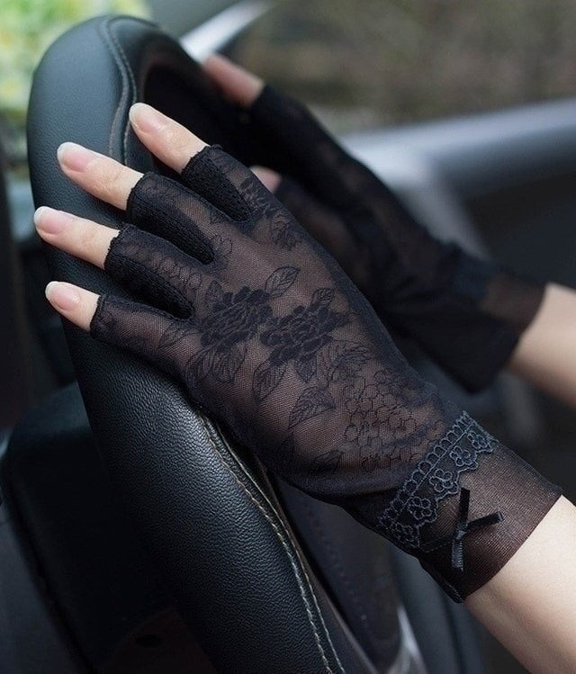 Lace Ice Silk UV Driving Gloves TB54