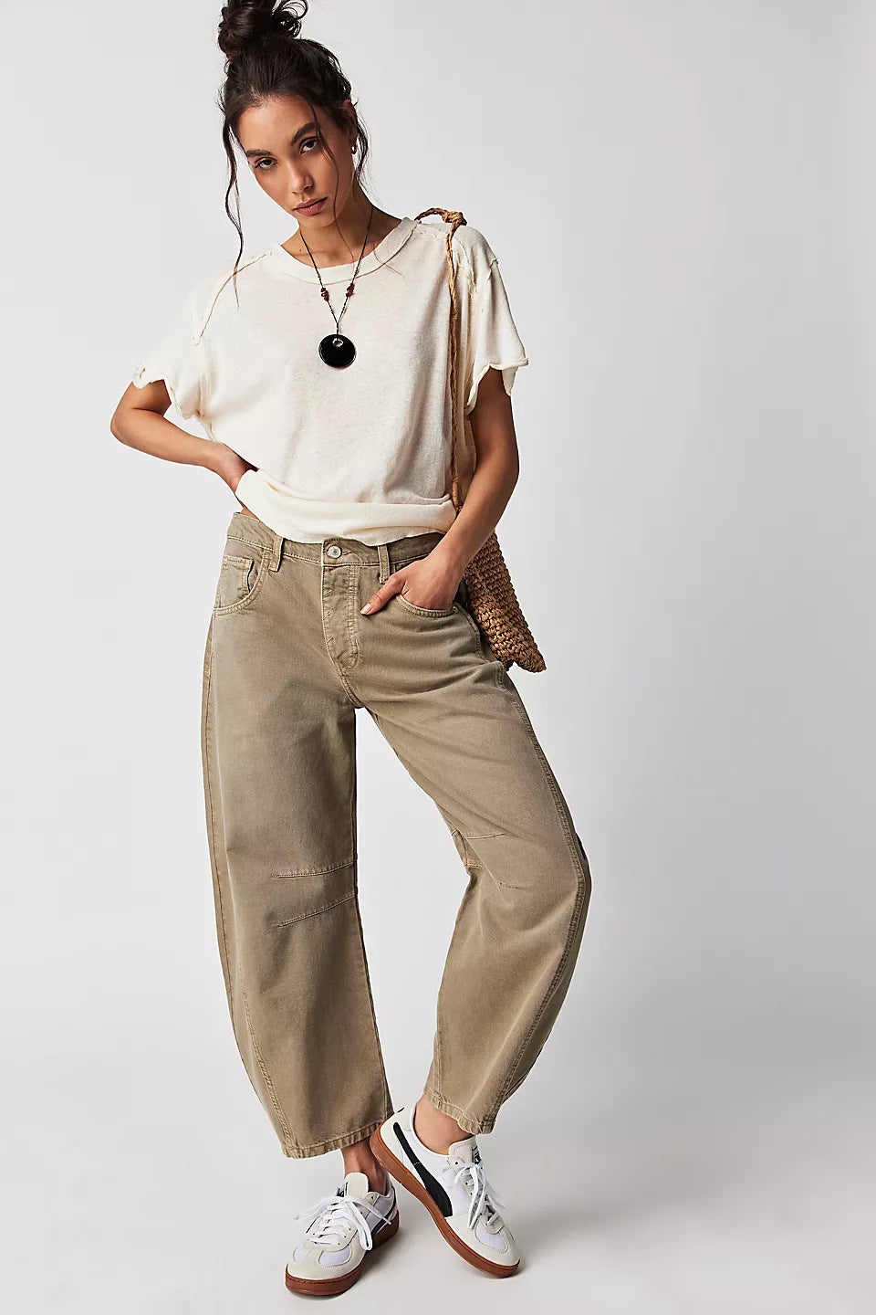 Jean large extensible à jambe large