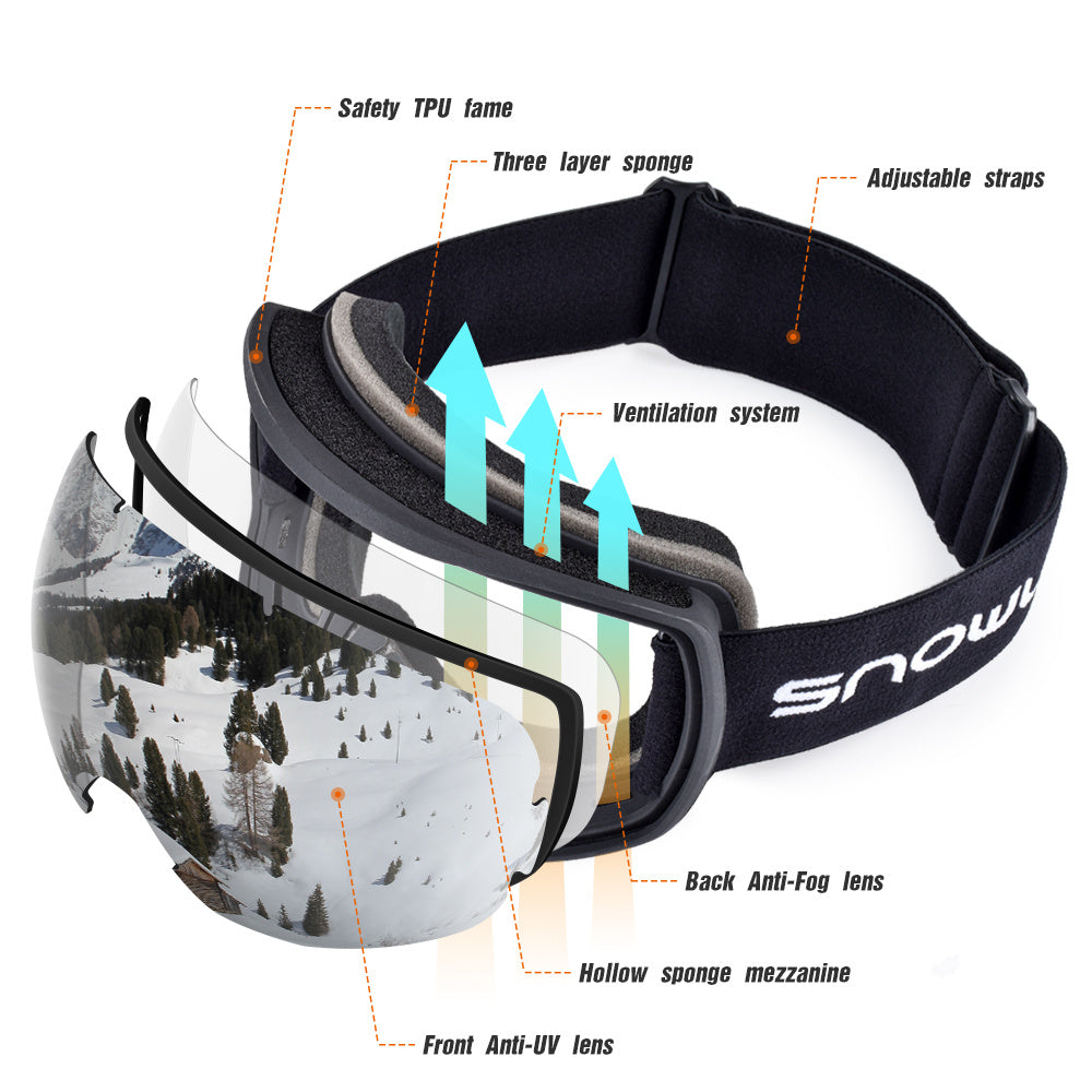 Double-Layer Anti-Fog Ski Goggles