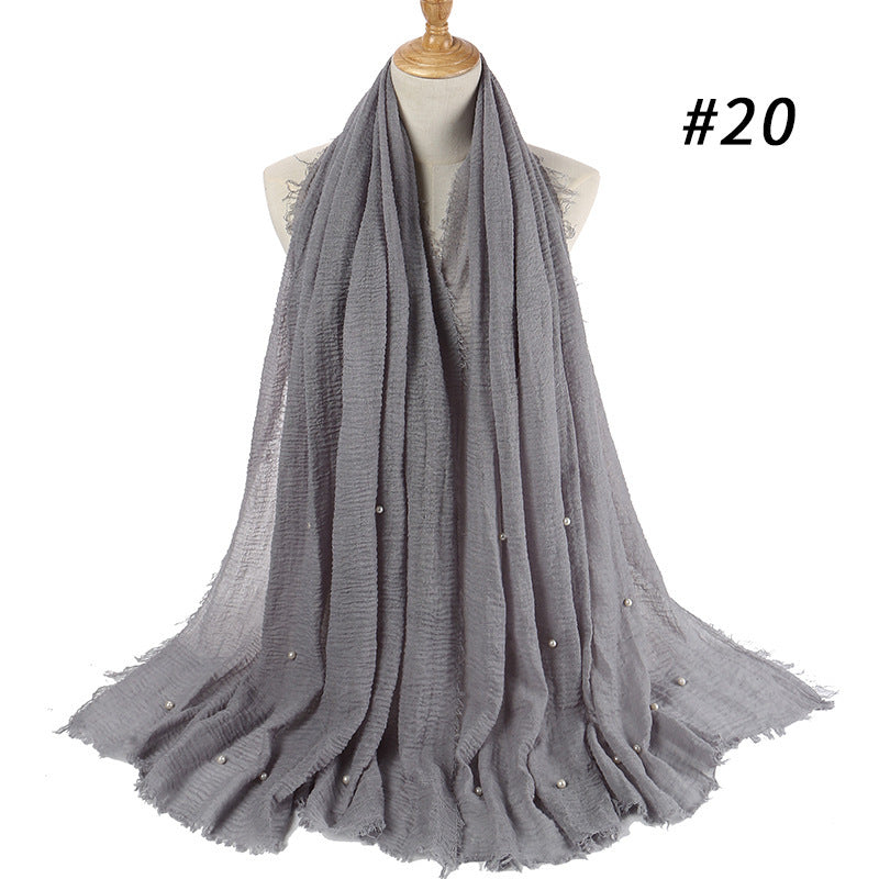 Écharpe monochrome froissée en coton et lin