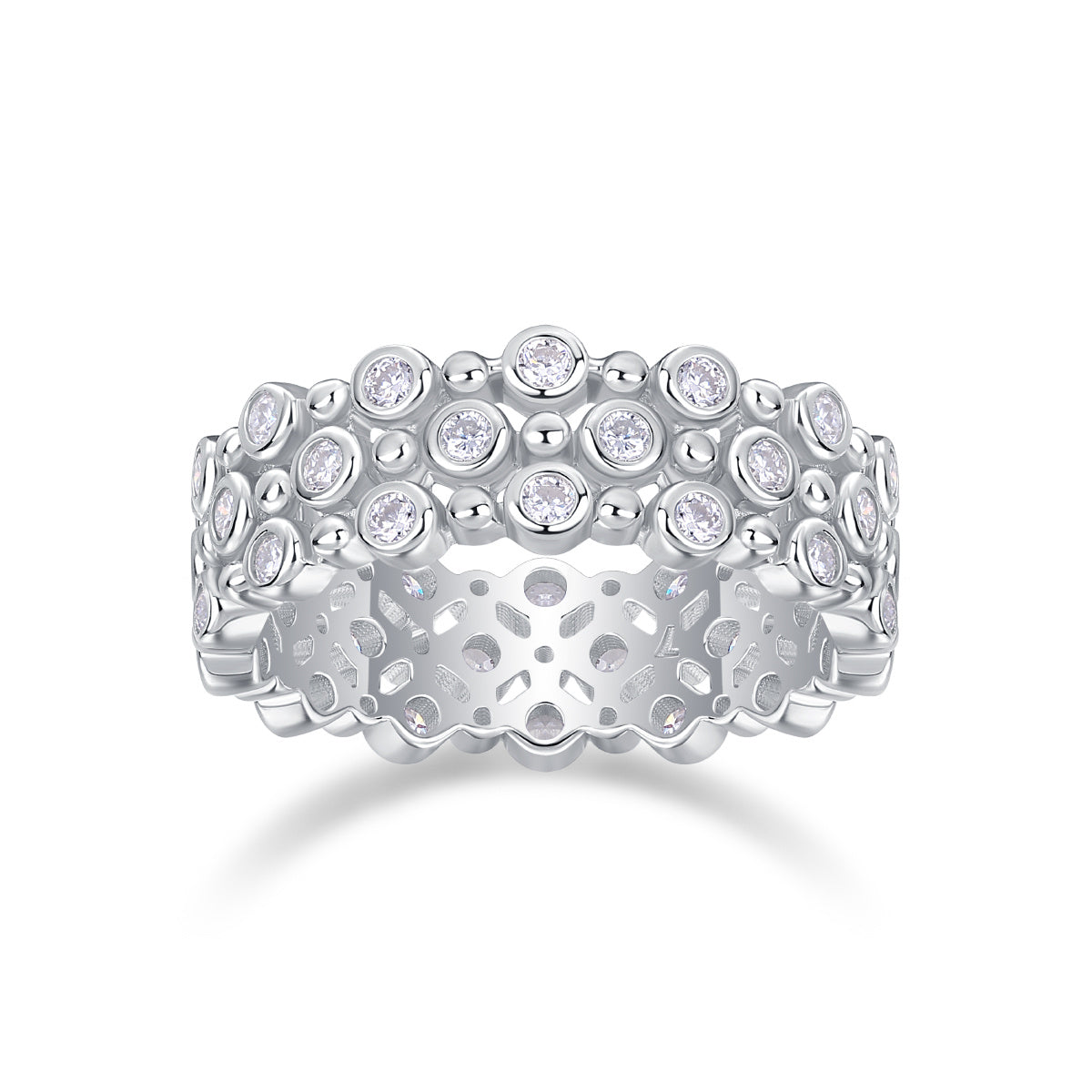 Multi-Row Moissanite Silver Ring