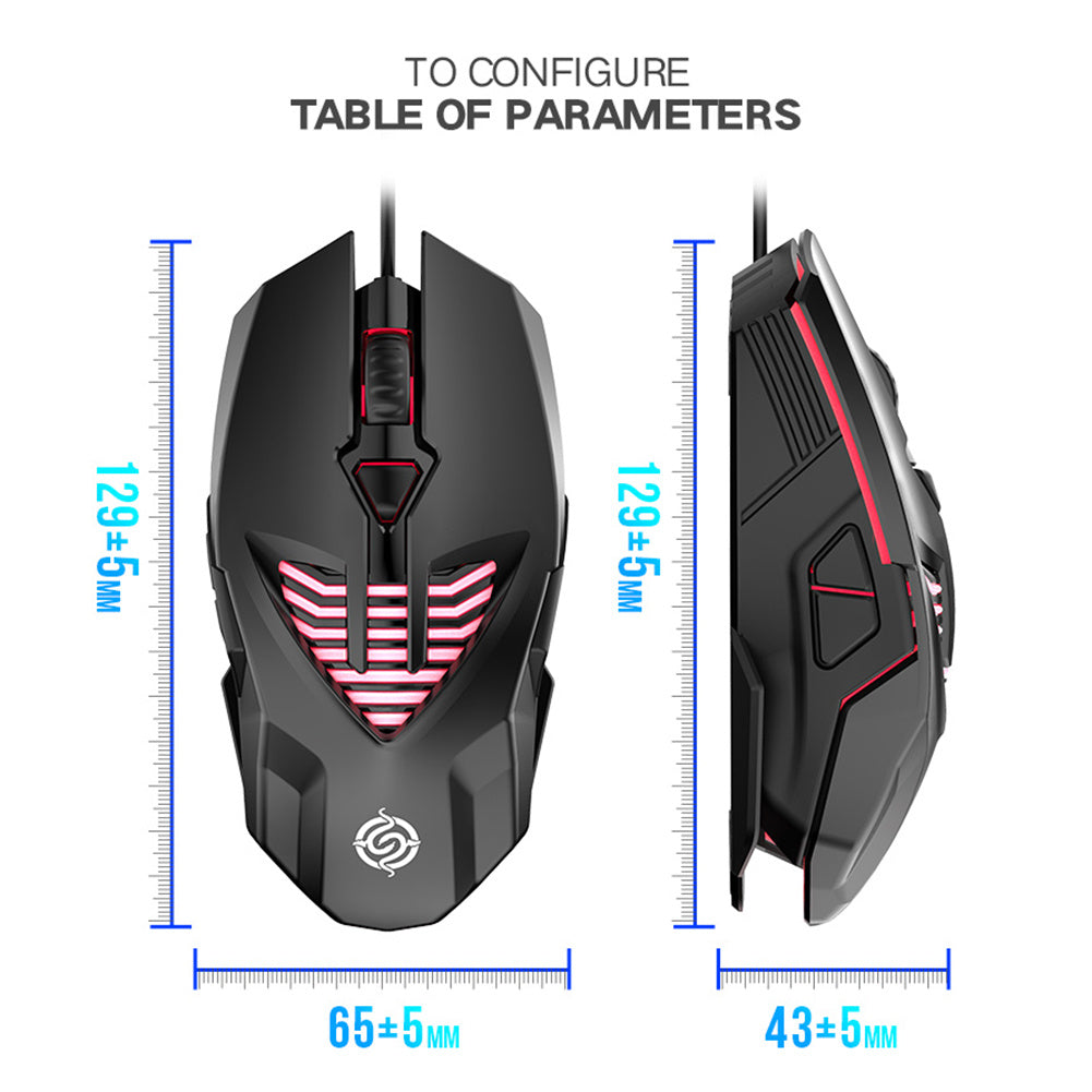 Souris de bureau de jeu filaire USB 