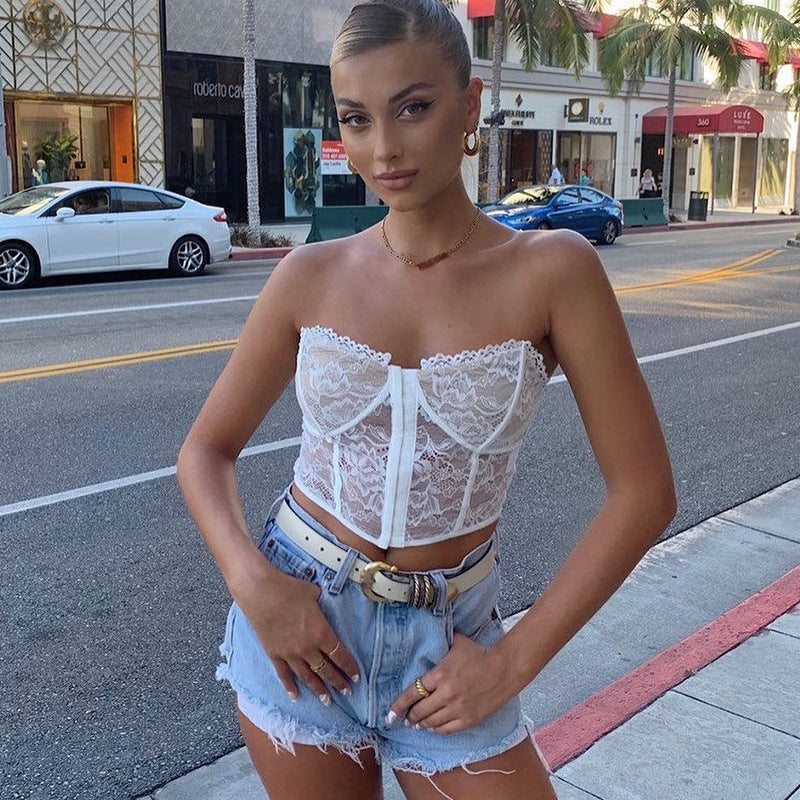Spitzenkorsett Crop Top Party Clubwear