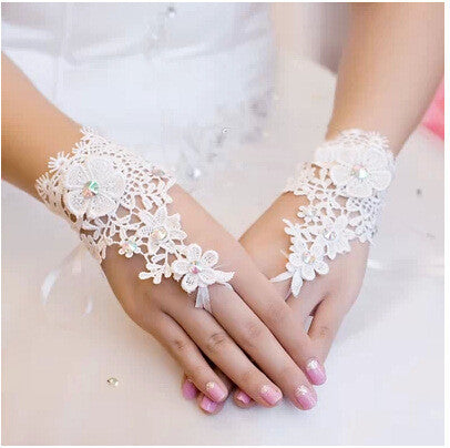Floral Women's Short Wedding Gloves