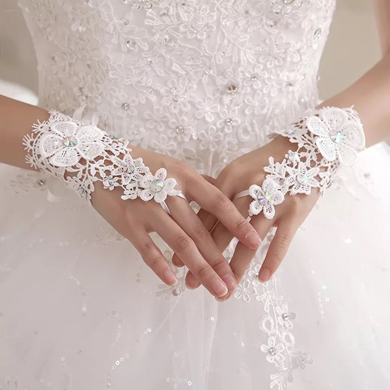 Floral Women's Short Wedding Gloves