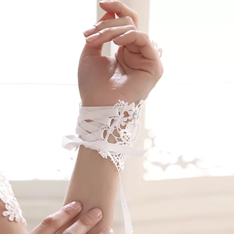 Floral Women's Short Wedding Gloves