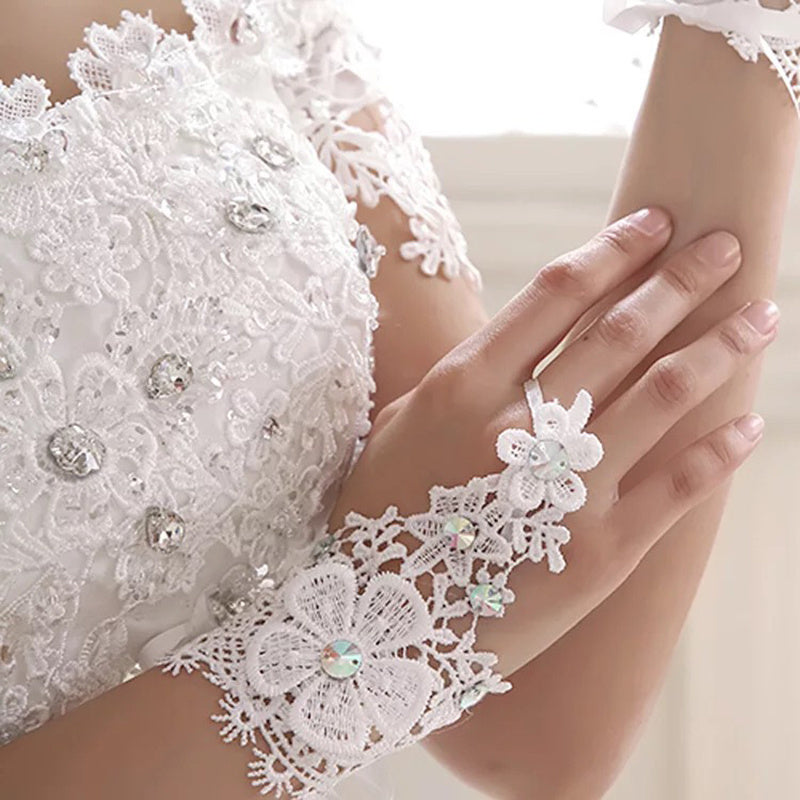 Floral Women's Short Wedding Gloves