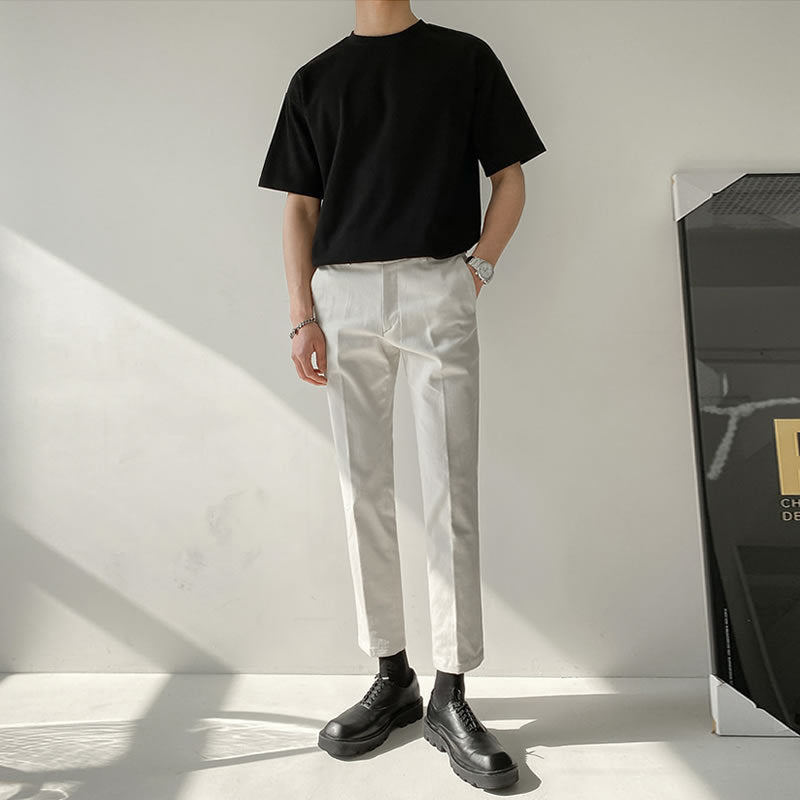 Men’s Loose Solid Color Short Sleeve Tee
