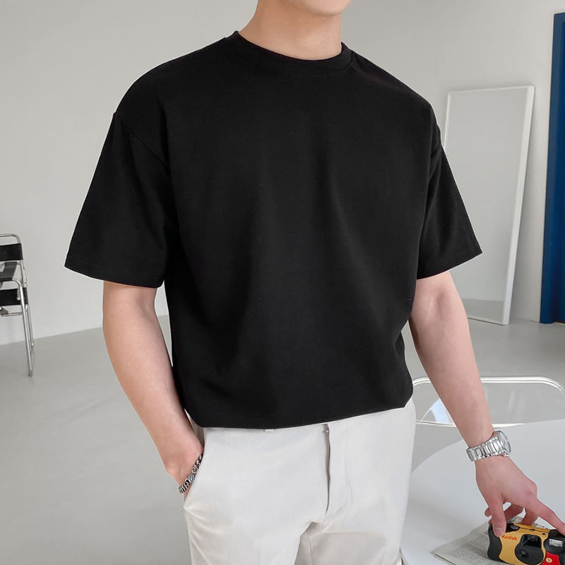 Men’s Loose Solid Color Short Sleeve Tee