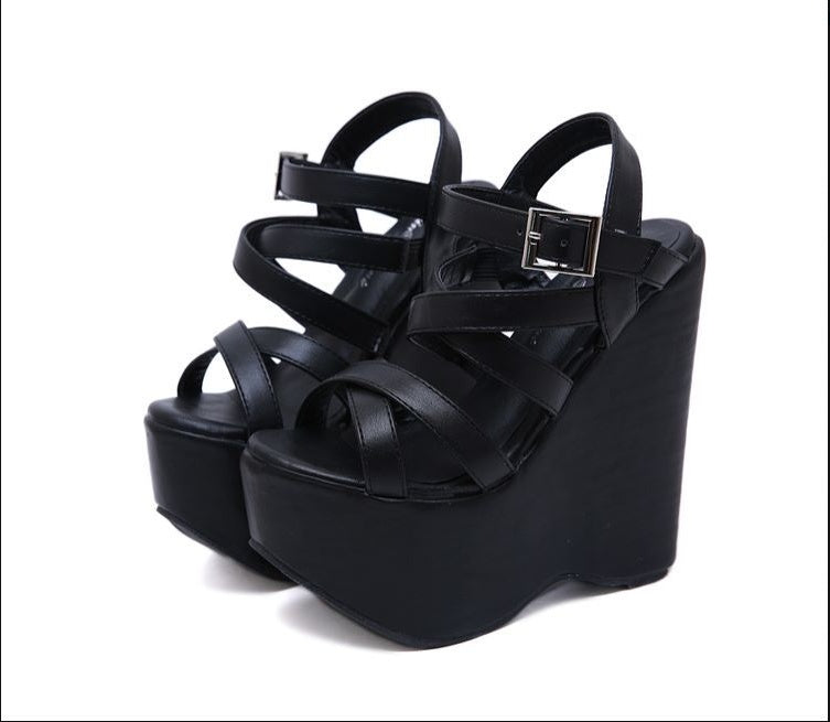 Gothic Punk Platform Wedge Gladiator Sandals
