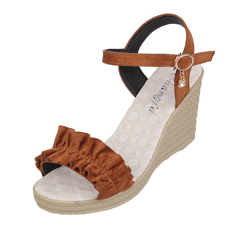 Sandalen mit Absatz und dicker Spitze und Rautenmuster