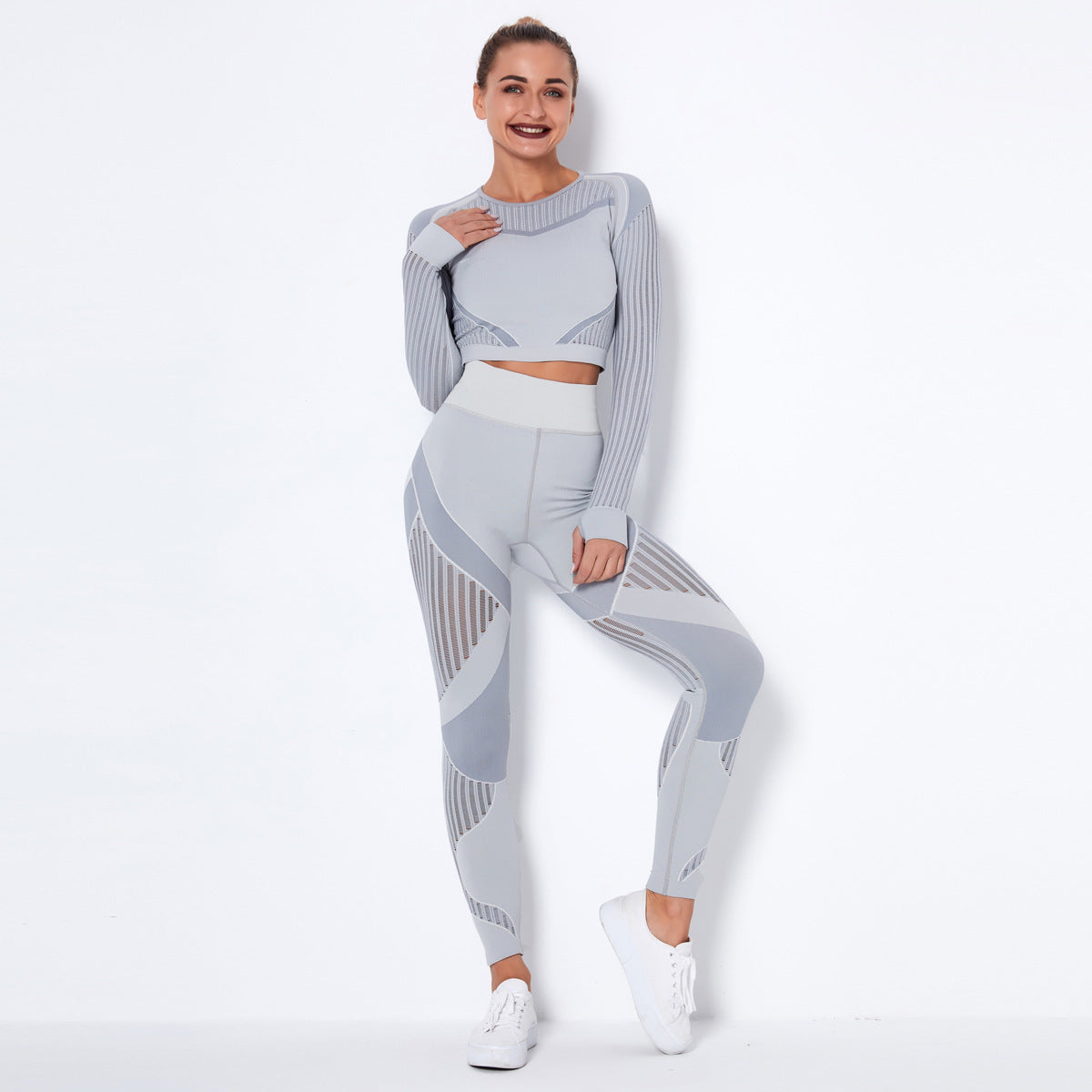 Combinaison de yoga sans couture à manches longues