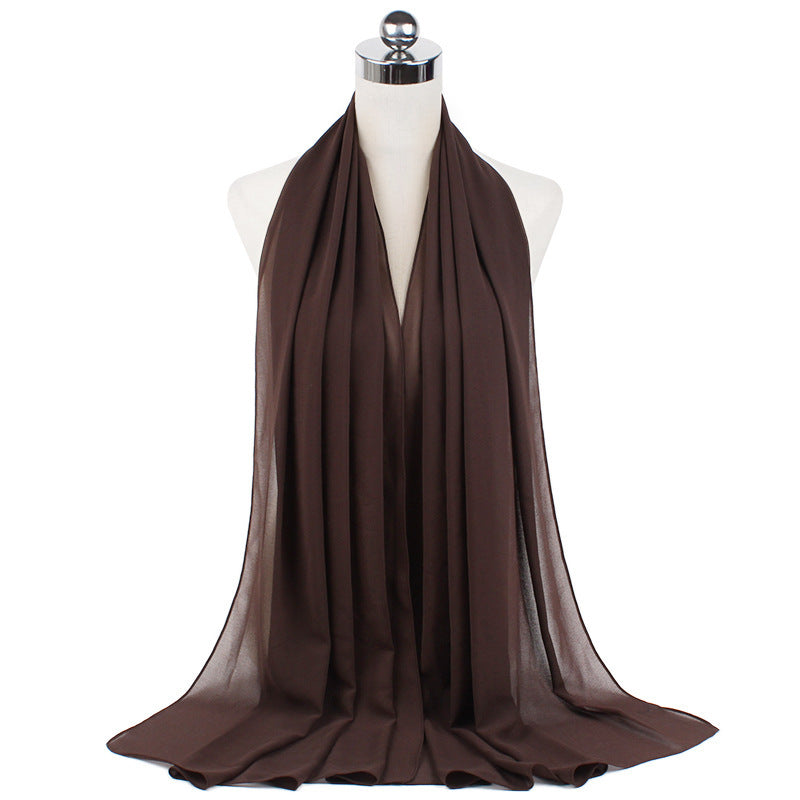 Foulard hijab en mousseline de soie monochrome à perles