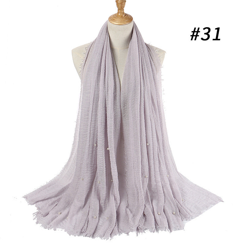 Écharpe monochrome froissée en coton et lin
